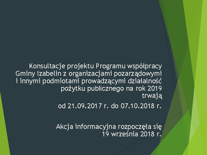 Konsultacje projektu Programu współpracy Gminy Izabelin z organizacjami pozarządowymi i innymi podmiotami prowadzącymi działalność