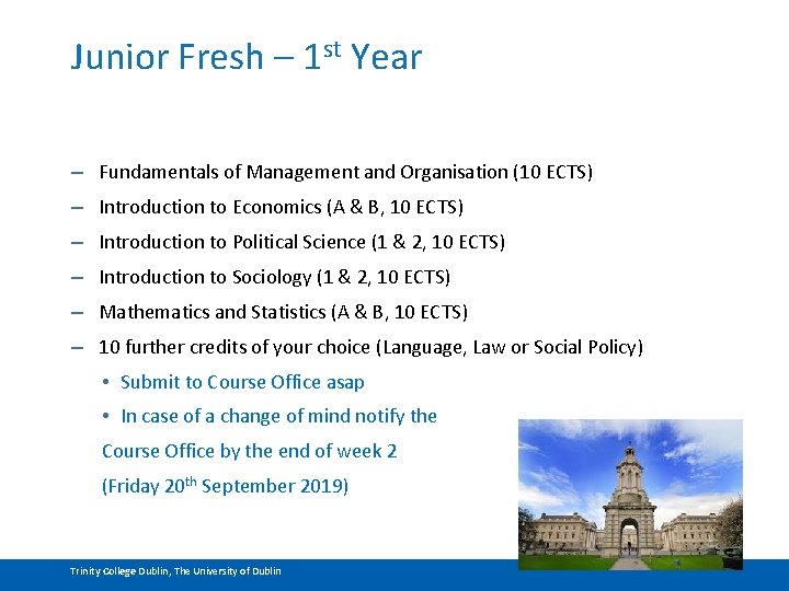 Junior Fresh – 1 st Year – Fundamentals of Management and Organisation (10 ECTS)