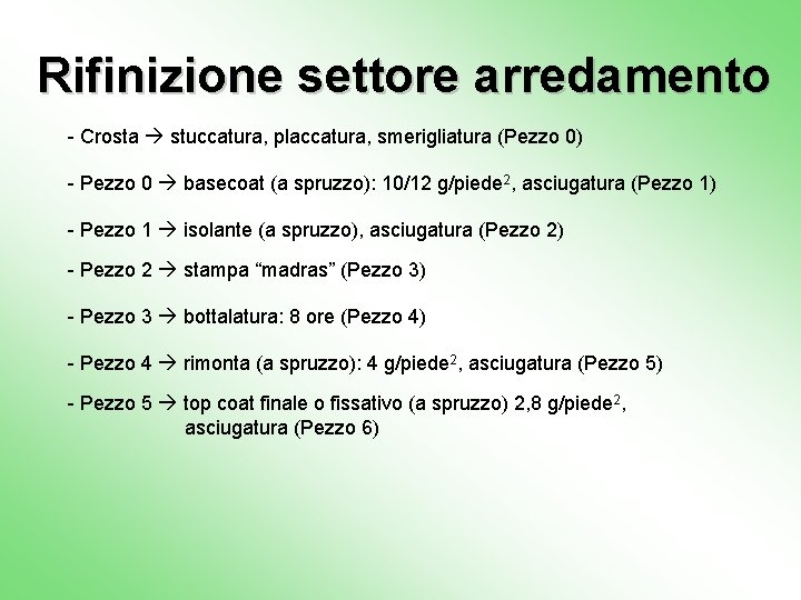 Rifinizione settore arredamento - Crosta stuccatura, placcatura, smerigliatura (Pezzo 0) - Pezzo 0 basecoat