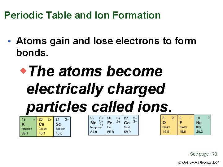 Periodic Table and Ion Formation • Atoms gain and lose electrons to form bonds.