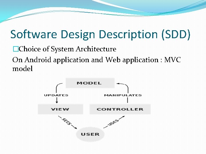 Software Design Description (SDD) �Choice of System Architecture On Android application and Web application