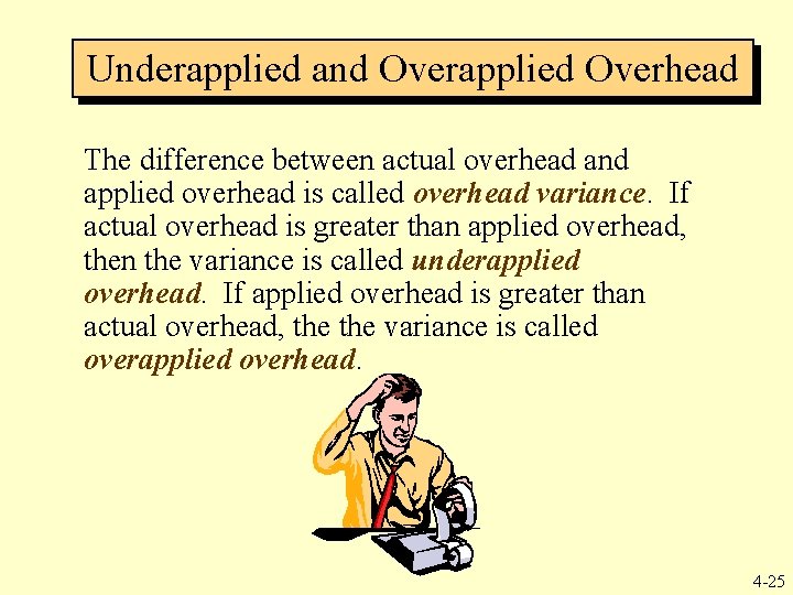 Underapplied and Overapplied Overhead The difference between actual overhead and applied overhead is called