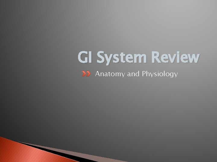 GI System Review Anatomy and Physiology 