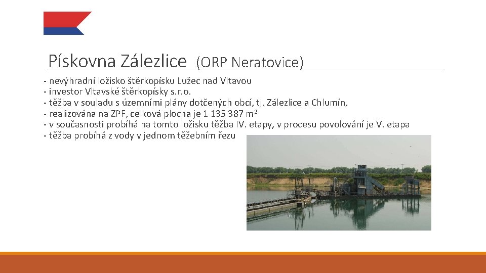 Pískovna Zálezlice (ORP Neratovice) - nevýhradní ložisko štěrkopísku Lužec nad Vltavou - investor Vltavské