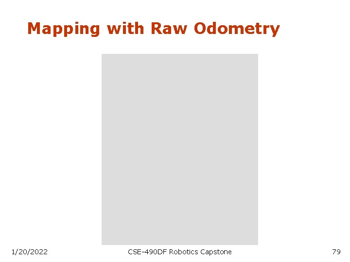 Mapping with Raw Odometry 1/20/2022 CSE-490 DF Robotics Capstone 79 