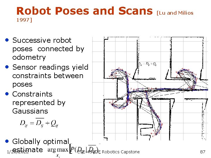 Robot Poses and Scans [Lu and Milios 1997] • Successive robot • • poses