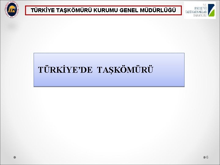 TÜRKİYE TAŞKÖMÜRÜ KURUMU GENEL MÜDÜRLÜĞÜ TÜRKİYE’DE TAŞKÖMÜRÜ 6 