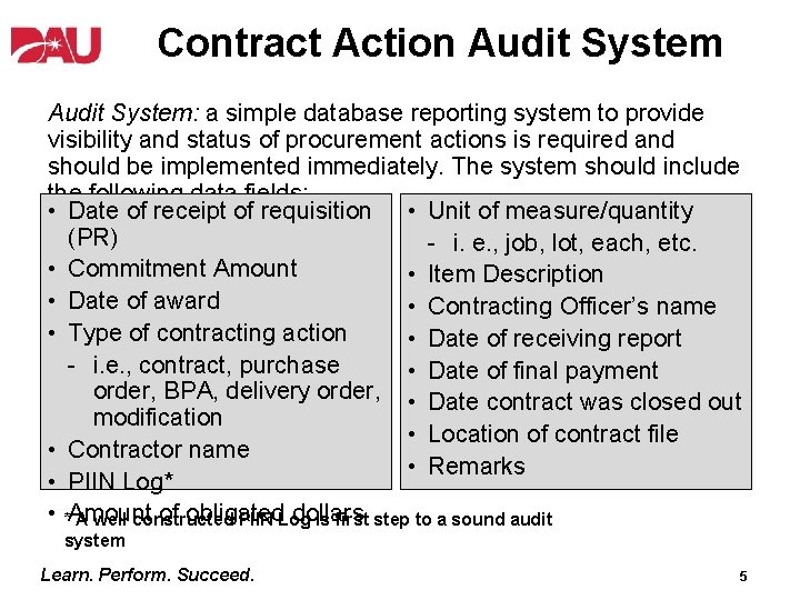 Contract Action Audit System: a simple database reporting system to provide visibility and status