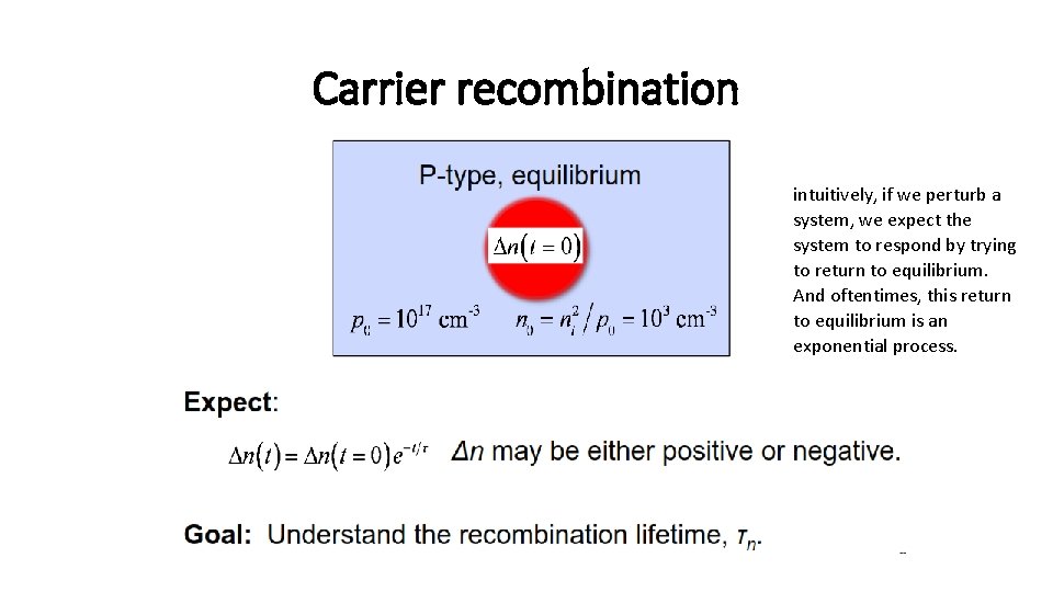 Carrier recombination intuitively, if we perturb a system, we expect the system to respond