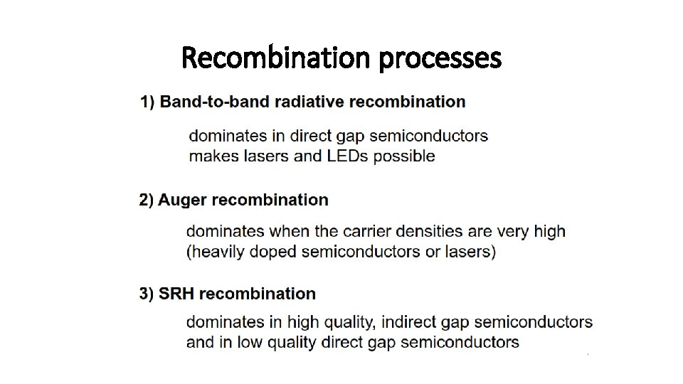 Recombination processes 