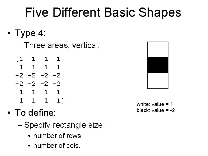 Five Different Basic Shapes • Type 4: – Three areas, vertical. [1 1 1
