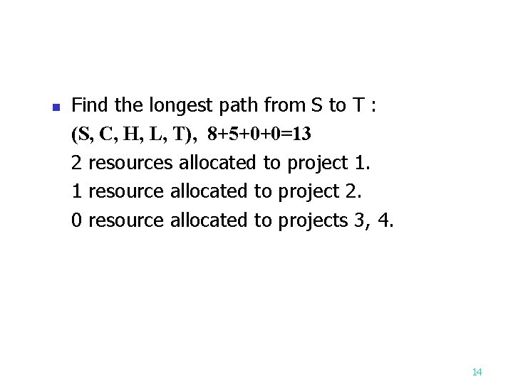 n Find the longest path from S to T : (S, C, H, L, n Find the longest path from S to T : (S, C, H, L,