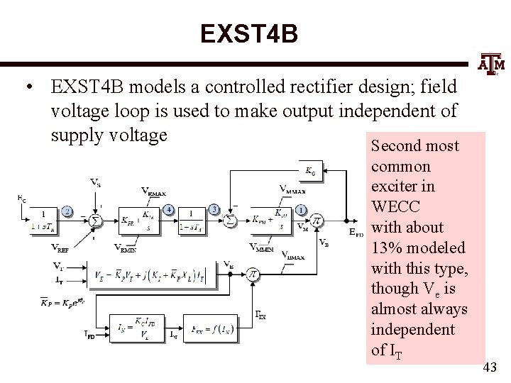 EXST 4 B • EXST 4 B models a controlled rectifier design; field voltage