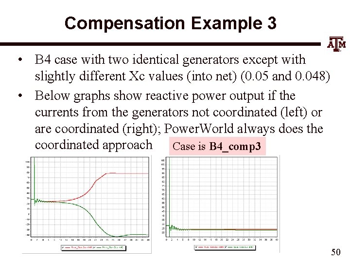 Compensation Example 3 • B 4 case with two identical generators except with slightly