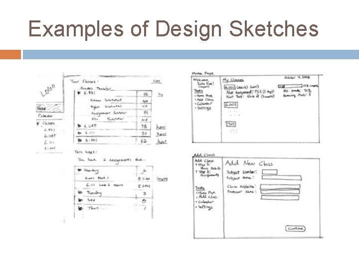 Examples of Design Sketches 
