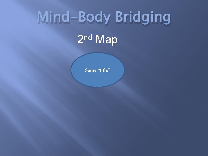 Mind-Body Bridging 2 nd Map Same “title” 