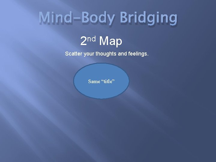 Mind-Body Bridging 2 nd Map Scatter your thoughts and feelings. Same “title” 