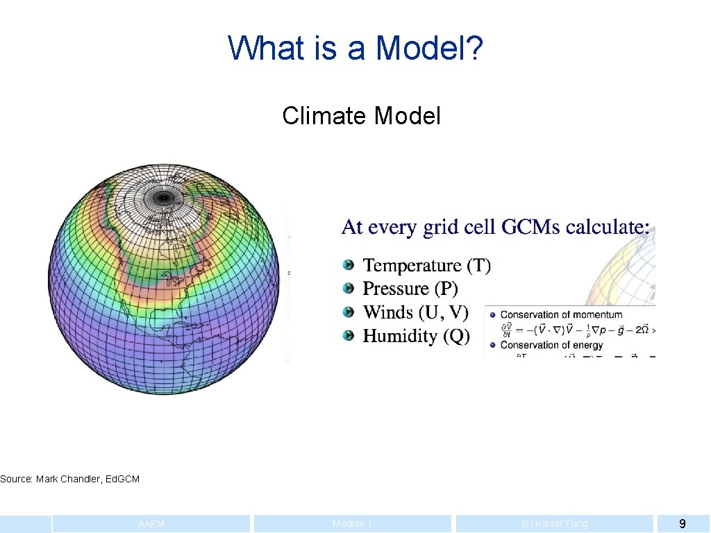 What is a Model? Climate Model Source: Mark Chandler, Ed. GCM AAFM Module 1