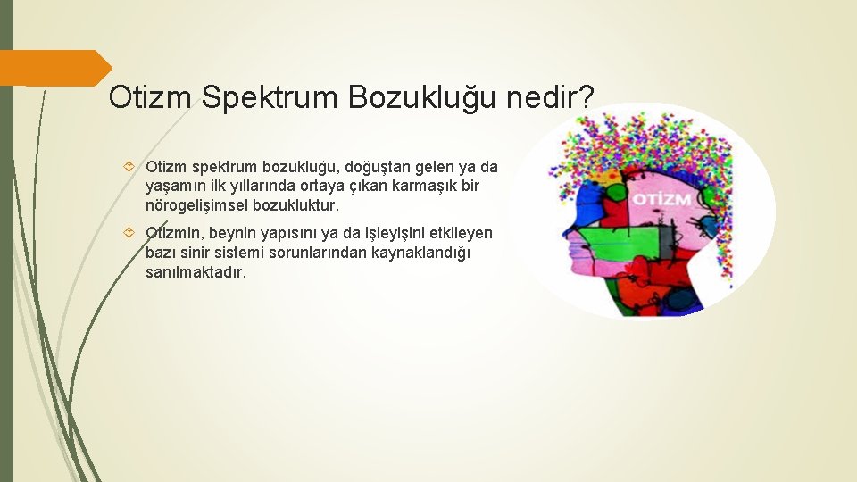 Otizm Spektrum Bozukluğu nedir? Otizm spektrum bozukluğu, doğuştan gelen ya da yaşamın ilk yıllarında