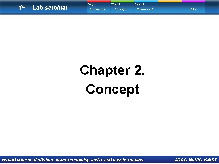 1 st Lab seminar Chap 1: Introduction Chap 2: Concept Chap 3: Future work