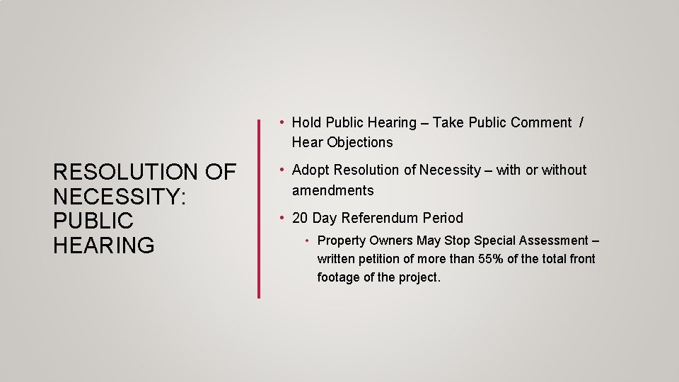  • Hold Public Hearing – Take Public Comment / Hear Objections RESOLUTION OF