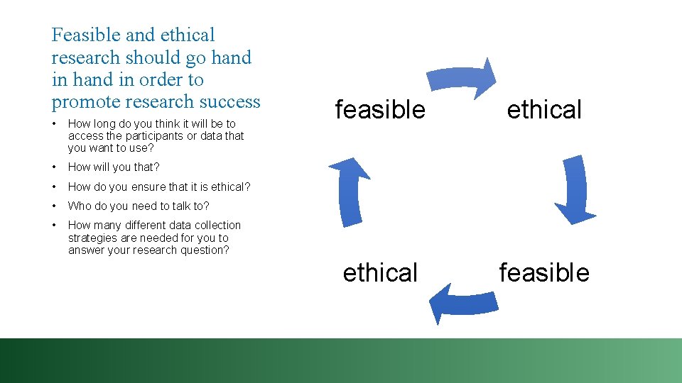 Feasible and ethical research should go hand in order to promote research success •