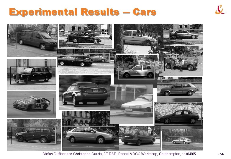Experimental Results ― Cars Stefan Duffner and Christophe Garcia, FT R&D, Pascal VOCC Workshop, Experimental Results ― Cars Stefan Duffner and Christophe Garcia, FT R&D, Pascal VOCC Workshop,