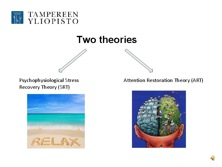 Two theories Psychophysiological Stress Recovery Theory (SRT) Attention Restoration Theory (ART) 