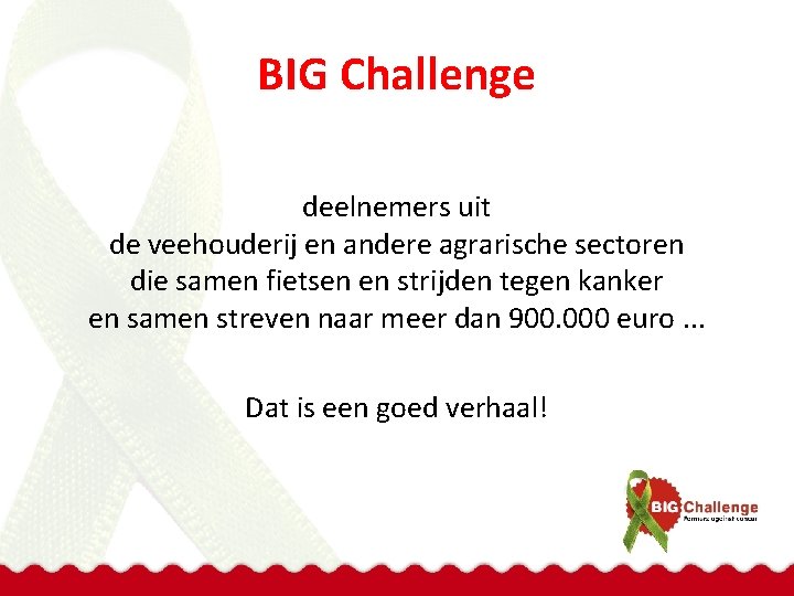 BIG Challenge deelnemers uit de veehouderij en andere agrarische sectoren die samen fietsen en