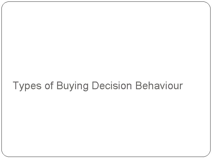 Types of Buying Decision Behaviour 