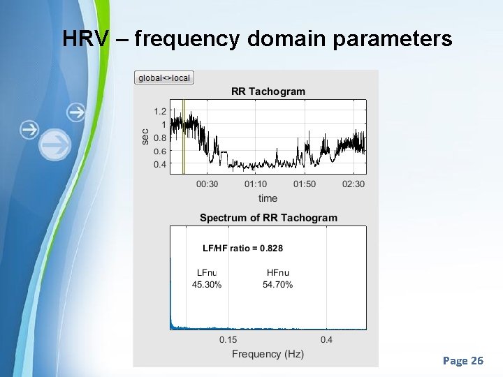HRV – frequency domain parameters Page 26 HRV – frequency domain parameters Page 26