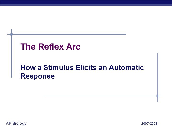 The Reflex Arc How a Stimulus Elicits an Automatic Response AP Biology 2007 -2008