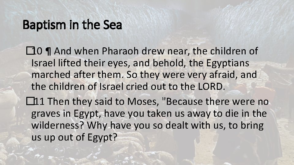 Baptism in the Sea � 10 ¶ And when Pharaoh drew near, the children