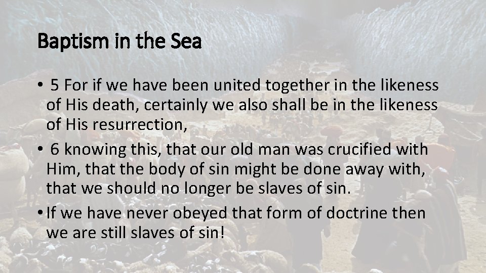 Baptism in the Sea • 5 For if we have been united together in