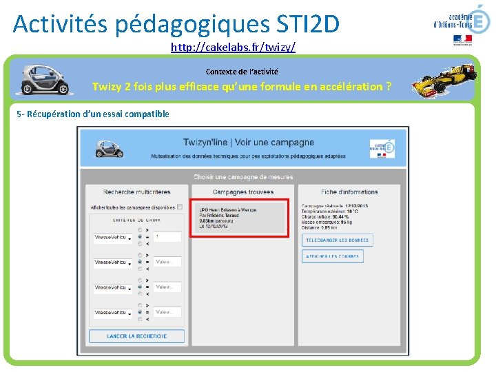 Activités pédagogiques STI 2 D http: //cakelabs. fr/twizy/ Contexte de l’activité Twizy 2 fois