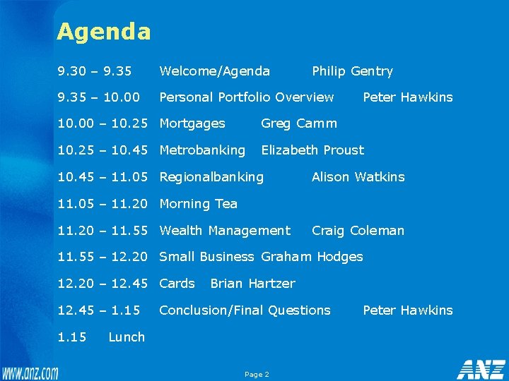 Agenda 9. 30 – 9. 35 Welcome/Agenda Philip Gentry 9. 35 – 10. 00