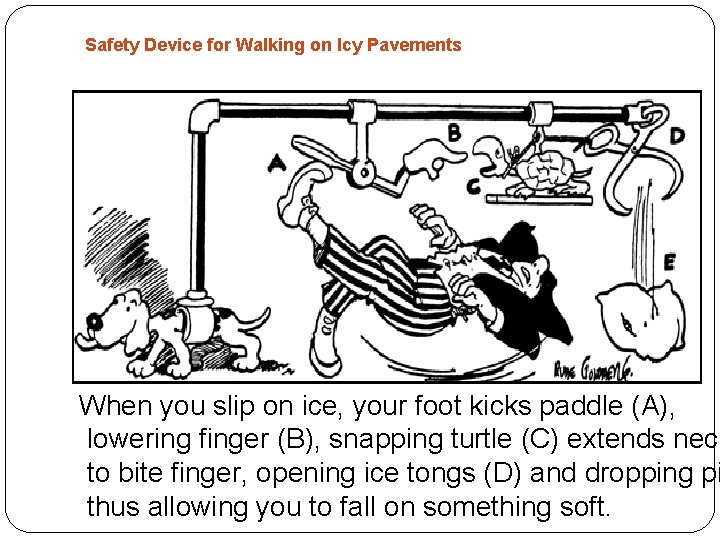 Safety Device for Walking on Icy Pavements When you slip on ice, your foot