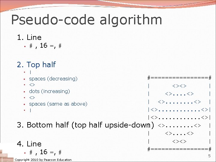 Pseudo-code algorithm 1. Line • # , 16 =, # 2. Top half •