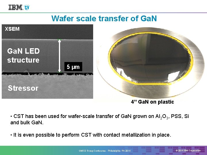 Wafer scale transfer of Ga. N XSEM Ga. N LED structure 5 µm Stressor