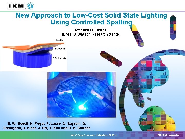 New Approach to Low-Cost Solid State Lighting Using Controlled Spalling Stephen W. Bedell IBM