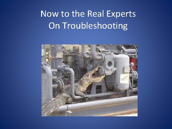 Now to the Real Experts On Troubleshooting 