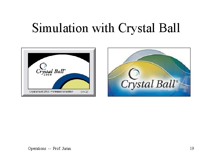 Simulation with Crystal Ball Operations -- Prof. Juran 19 ©The Mc. Graw-Hill Companies, Inc.