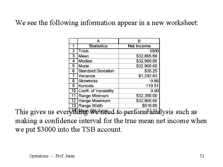 We see the following information appear in a new worksheet: This gives us everything