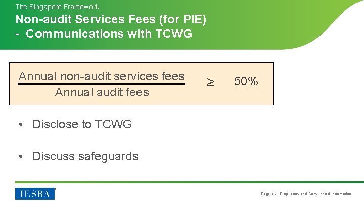 The Singapore Framework Non-audit Services Fees (for PIE) - Communications with TCWG Annual non-audit