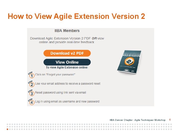 How to View Agile Extension Version 2 IIBA Denver Chapter : Agile Techniques Workshop