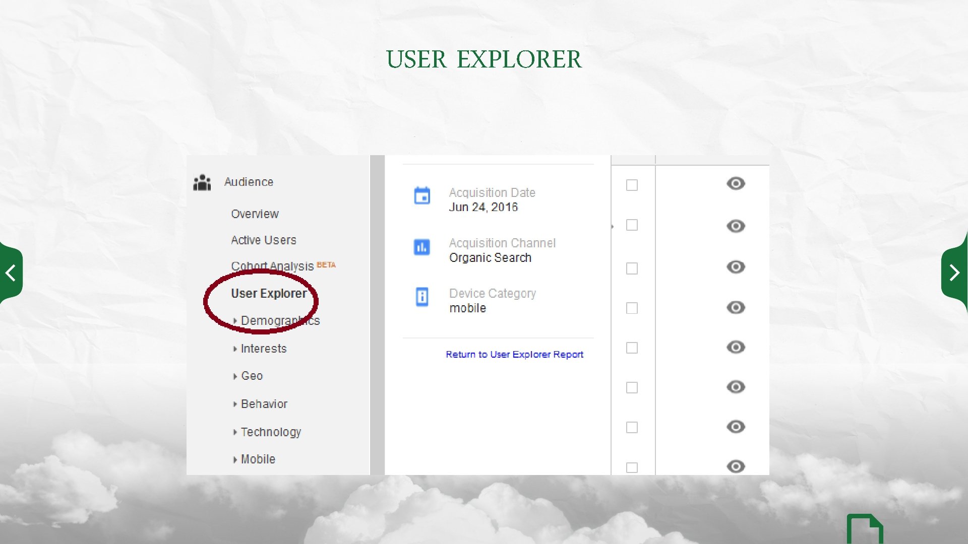 USER EXPLORER 