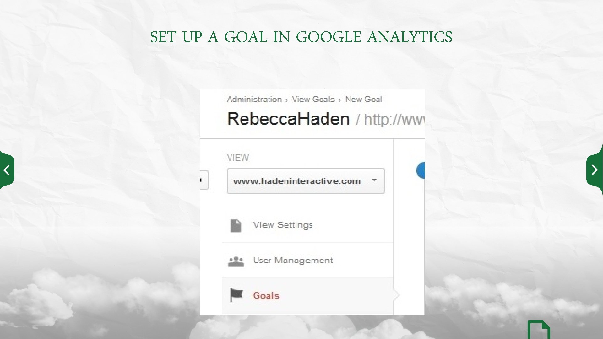 SET UP A GOAL IN GOOGLE ANALYTICS 