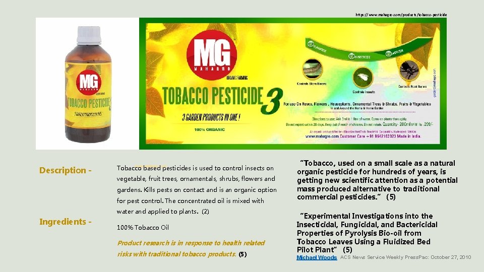 https: //www. mahagro. com/products/tobacco-pesticide Description - www. walmart. com Tobacco based pesticides is used