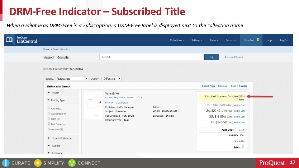 DRM-Free Indicator – Subscribed Title When available as DRM-Free in a Subscription, a DRM-Free