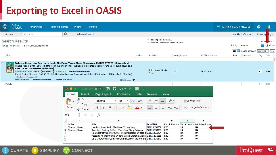Exporting to Excel in OASIS 34 
